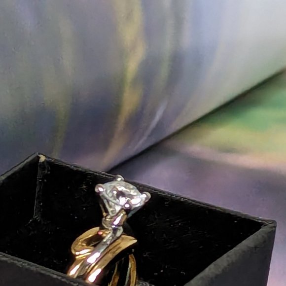 Engagment Vintage Ring Signed Uncas 8mm ZIRCONIA 18K HGE STERLING tarnish free - Picture 4 of 10